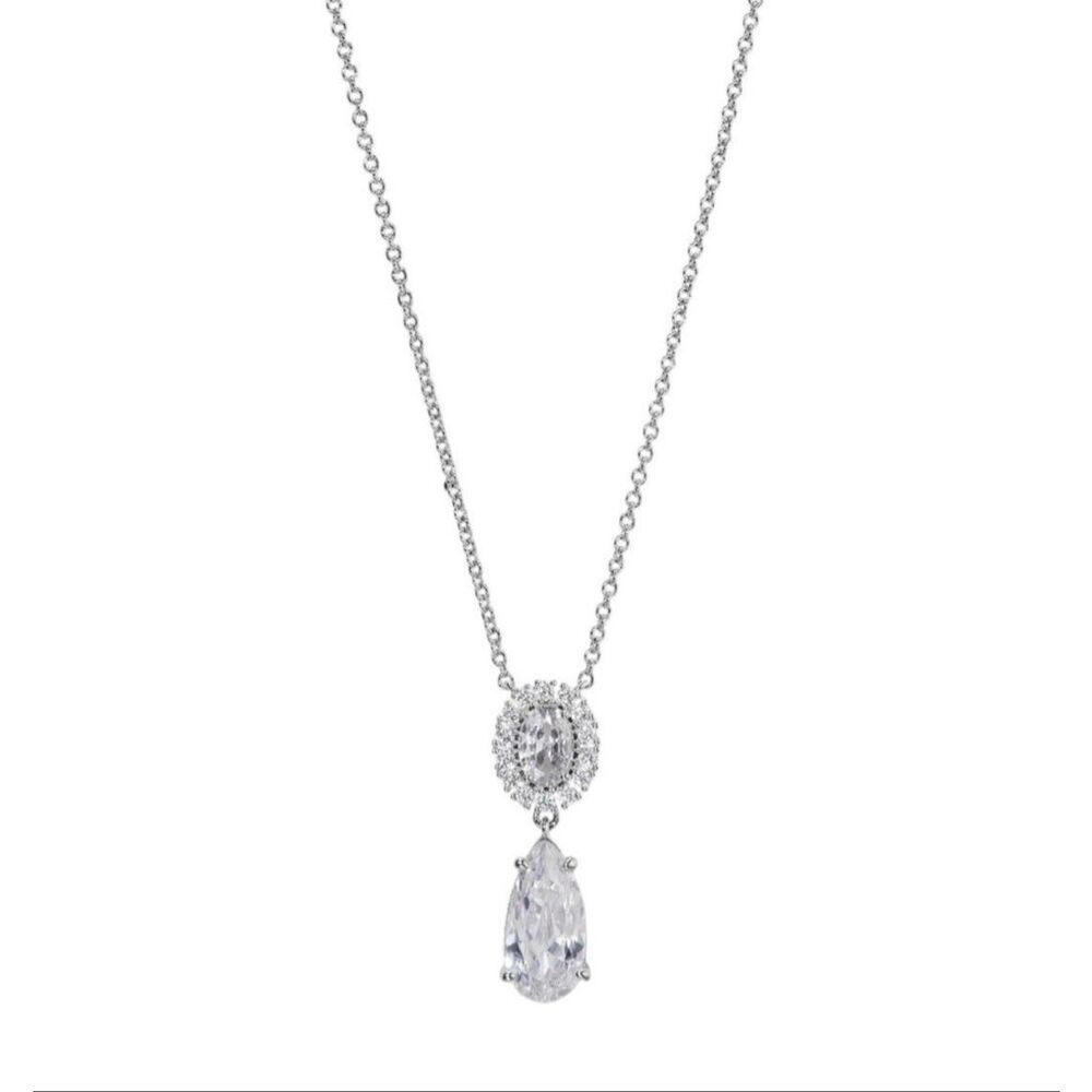 ✨ Eliot Danori Silver-Tone Cubic Zirconia Double Drop Necklace | Bridal / Formal